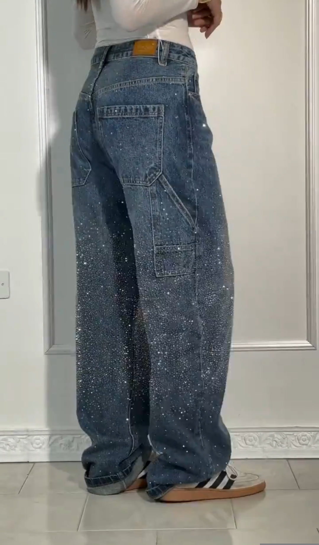 Jeans Baggy Strass com Brilhos